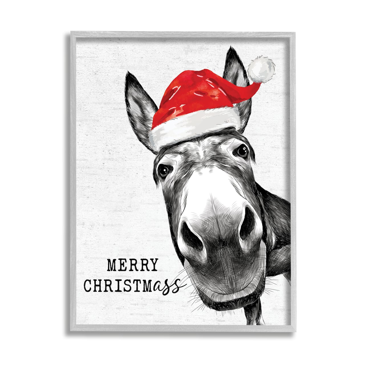 Stupell Industries Merry Christmass Funny Donkey Framed Giclee Art